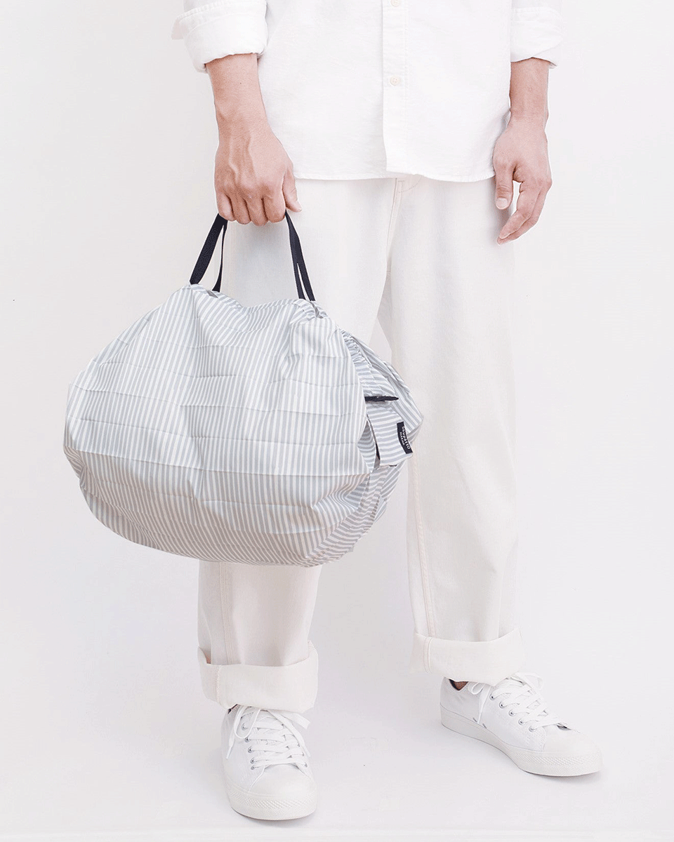 Shupatto One-Pull Foldable Bag M – Stripes (Sen)